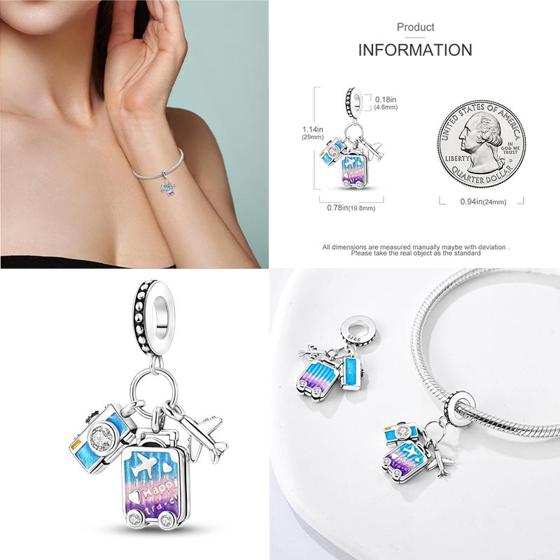 925 Стерлинговое Серебро Красочный Ловец Снов Светящийся Светлячок Подарок Самолет Земля Шармы Подходят Оригинальный Подвеска DIY Изготовление Ювелирных Изделий