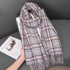 Cashmere Retro Dotted Line Plaid Scarf Men's and Women's Atmosphere Scarf Cold-proof and Warm Shawl