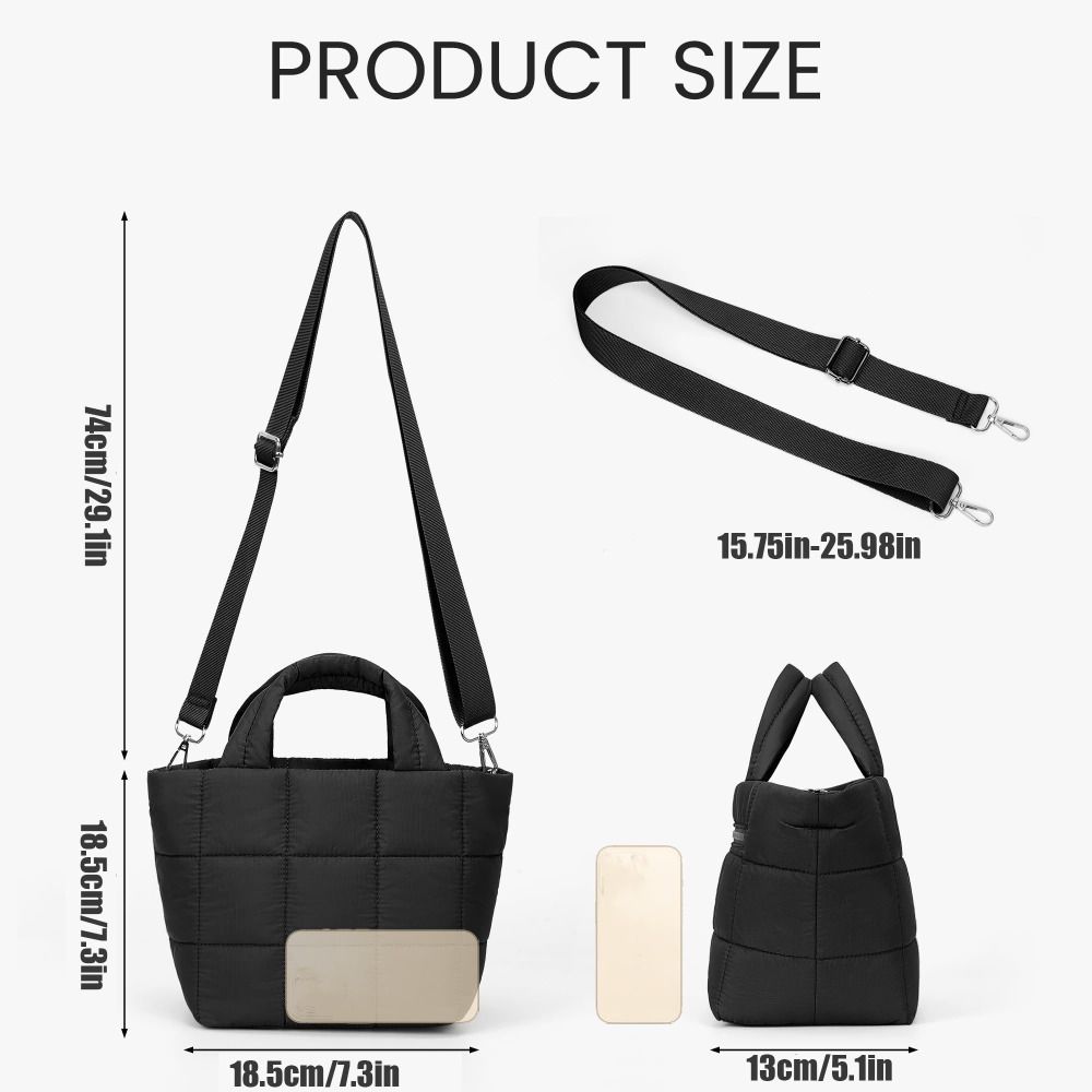 Нейлоновая сумка-тоут Съемный ремень Сумка через плечо Регулируемая стеганая сумка Работа