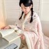 2026 Winter Thickened Milk Fleece Blanket Soft Warm Wearable Shawl Blanket with Buttons Cute Animal Plush Lap Blanket for Office Home Travel