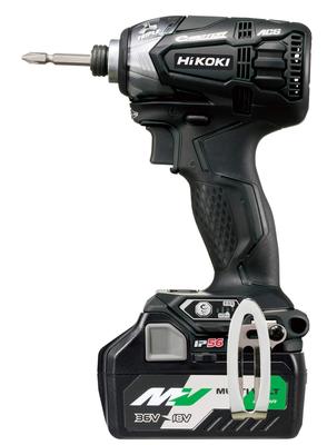 Беспроводной ударный шуруповерт HiKOKI серии Rapid, в комплекте биты, продаются отдельно, прочное черное многовольтное пыле- и водонепроницаемое зарядное устройство/кейс