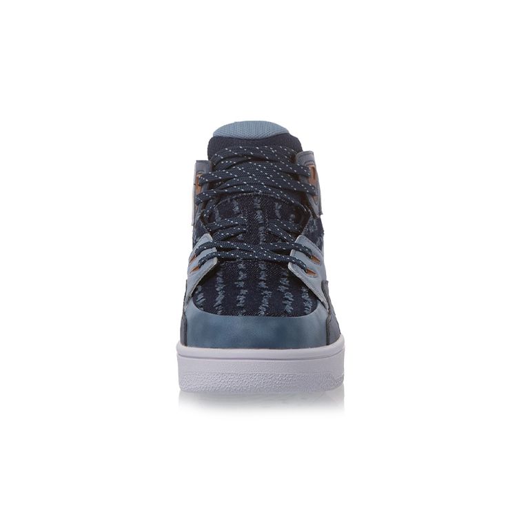 Li Ning Kids Casual Non-Slip Shock Absorbing Wear-Resistant High-Top Skate Shoes Kids Sneakers Blue YKCR150-5