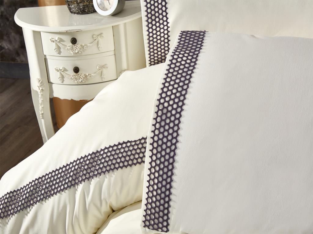 Комплект пододеяльников Tomira 6шт, Пододеяльник 200х220, Простыня 240х260 Хлопчатобумажная ткань, Полный размер, Двойной размер Кремовый - Антрацит