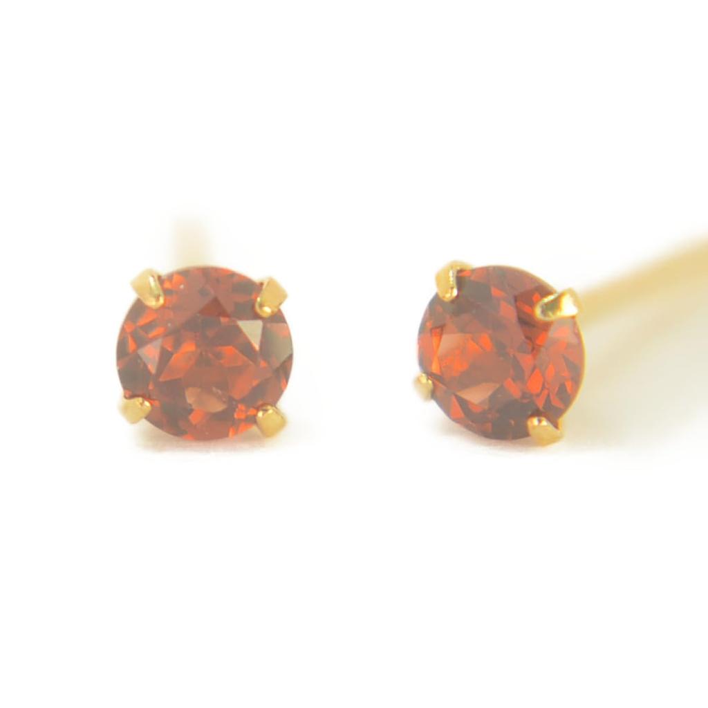 K18 Natural Garnet Earrings [Sold As a Pair for Both Ears] Garnet Earrings Yellow Gold Earrings K18 K18 K18YG K18yg 18k Yokomountain