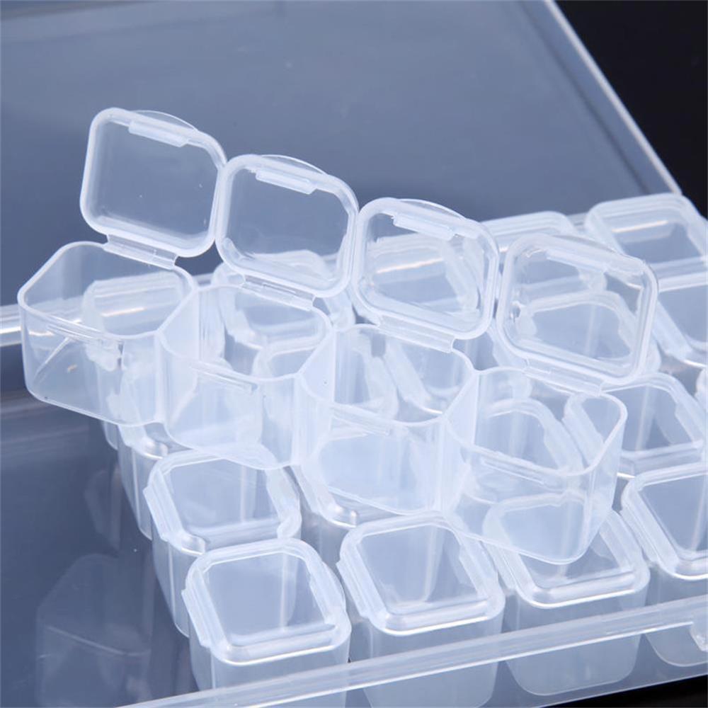 28 Slots Clear Plastic Beads Case Nails Rhinestones Organizer Jewelry Storage Box