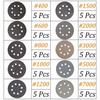 Aewio Heavy-Duty Sandpaper #400 - #7000 Round, 8-Hole, for Sanders, 400, 600, 800, 1000, 1200, 1500, 2000, 3000, 5000, 7000, 5 Sheets Each (50 Sheets,