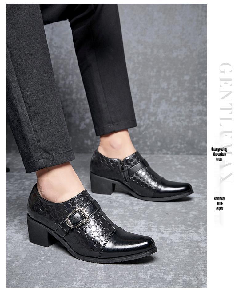 Мужские туфли-лоферы из искусственной змеиной кожи, Cuban Leather Shoes, большого размера, в ретро-стиле, с пряжкой, на высоком каблуке - Мода Весна/Осень.