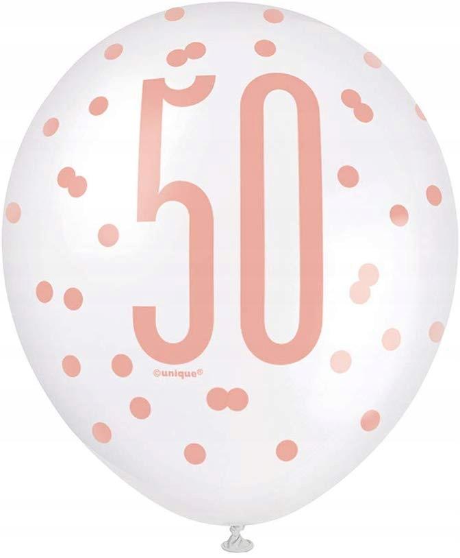 50th Birthday Balloons, Rose Gold, 12 Inches 6 Pcs