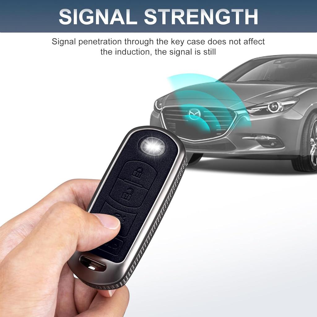 YO&YOYE Compatible With Mazda Key Fob Cover With Keychain, Model2-Black, Model2-Black