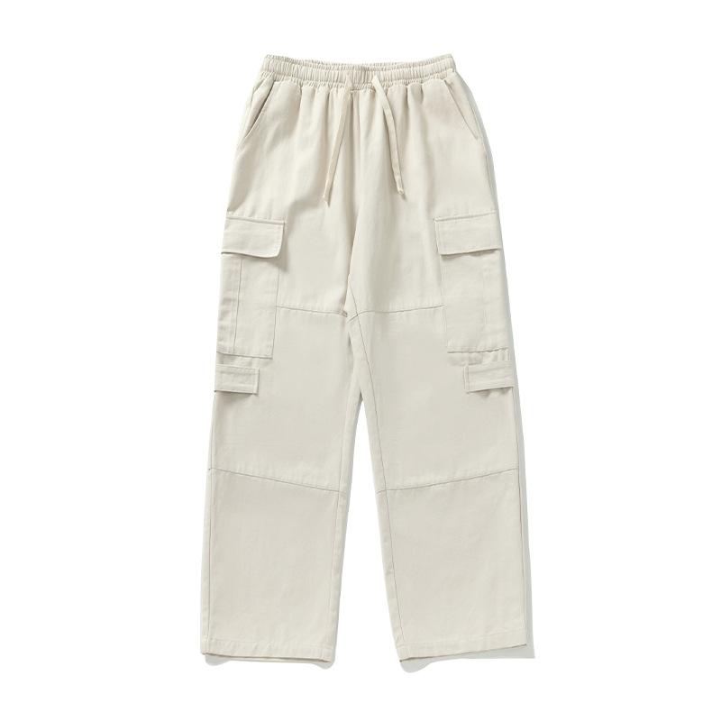 Trendy Men's Wide-leg Cargo Pants, Elastic Drawstring Waist Multi-pocket Pants, Streetwear Pants for Daily Wear & Casual Outings