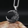 Новое ожерелье из титановой стали с подвеской в виде темной розы из нержавеющей стали в стиле панк