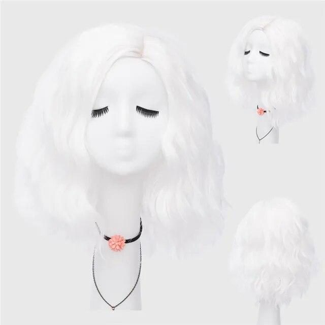 Синтетические волосы для женщин, синий, розовый, оранжевый, фиолетовый, белый, черный, красный, короткие волны, парик для косплея, термостойкий