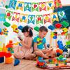 Building Block Party Decorations Banner Swirls, 7PCS Building Blocks Hanging Swirls Decoration Building Blocks Birthday Banner
