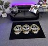 Modern Style Skull Pattern Black Carpet Big Size Non-slip Living Room Rug Soft Easy Cleaning Entrance Door Mat Machine Washable