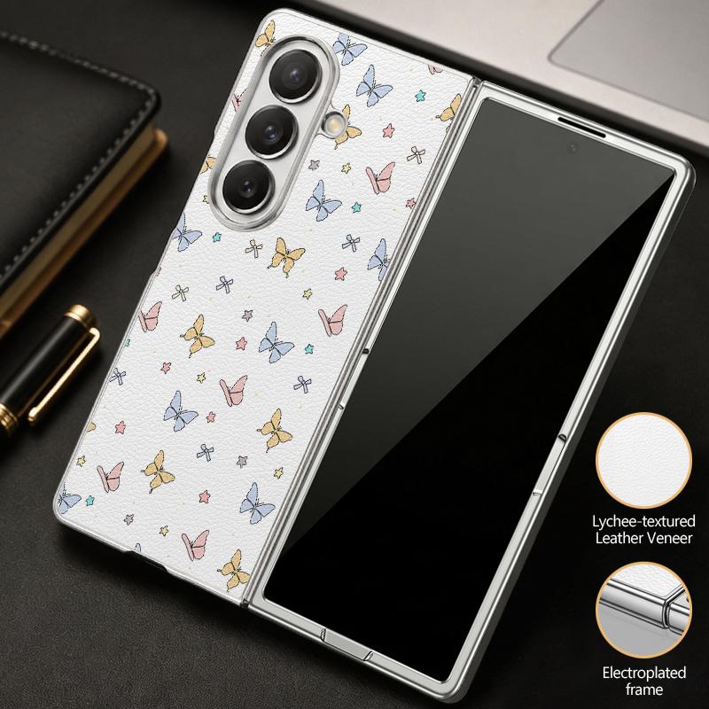 Фантастический чехол с принтом бабочек для Samsung Z Flip 8 7 6 5, роскошная кожаная накладка с покрытием, складная крышка для телефона для Galaxy Z Flip8 Flip7 Flip6
