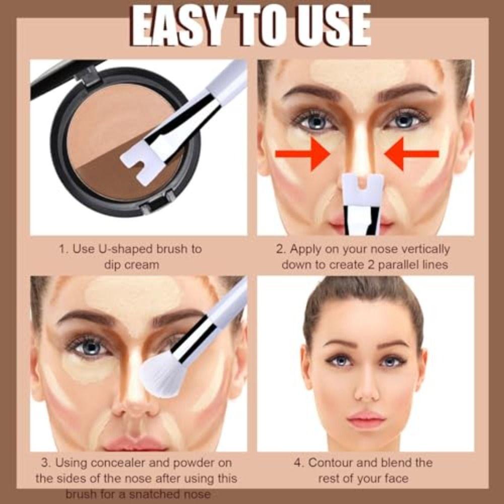 Кисть для контура белого носа. Инновационная кисть для макияжа 2-в-1. Новый инструмент с двойной кистью.