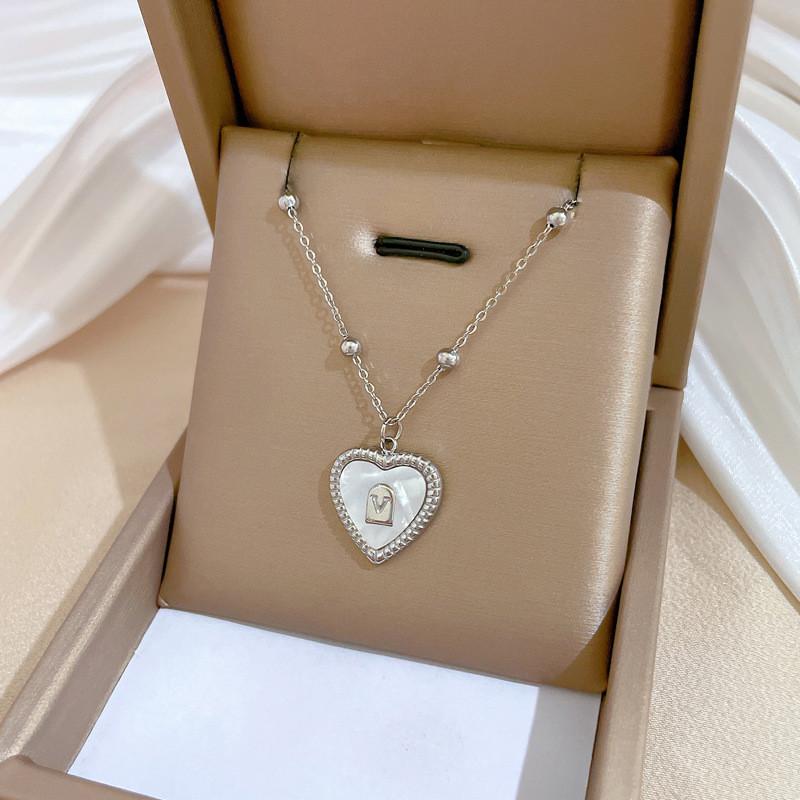 Light Luxury Butterfly Heart Zircon Pendant Necklace Stainless Steel Trendy Geometric Choker Jewelry Party Gifts For Women Girls