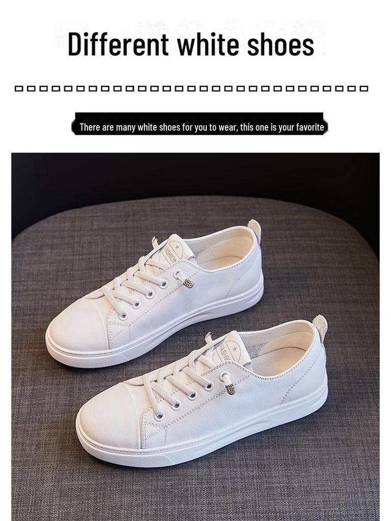 Женские повседневные универсальные туфли из натуральной кожи белого цвета на плоской подошве 2025 года