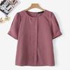 ZANZEA Women Casual Round Neck Solid Color Short Sleeve Blouse