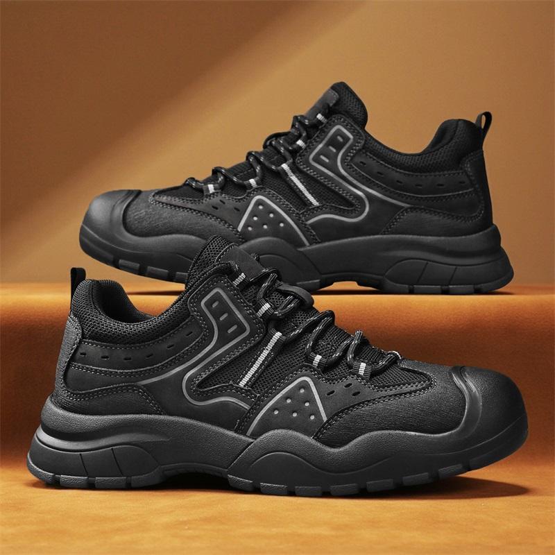 Fashion High Quality Mens Casual Shoes Fashion Comfortable Hiking Shoes Non-slip Sports Shoes Retro Genuine Leather Man Walking Sneakers