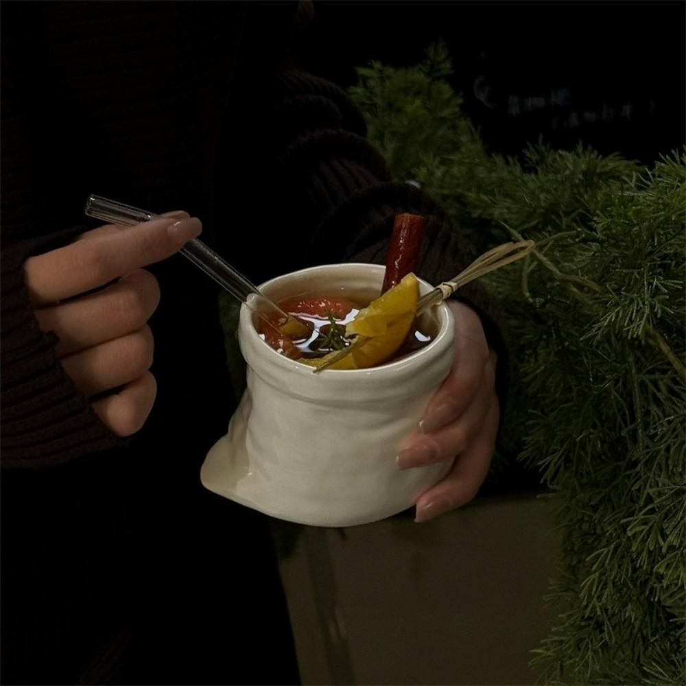 Large-caliber Bag Ceramic Cups Non-slip Coffee Cups Creative Cloth Bag Shaped Mug Tableware