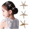 Летние пляжные украшения для волос головные уборы со стразами и жемчугом для девочек заколки для волос заколки для волос в виде морских звезд