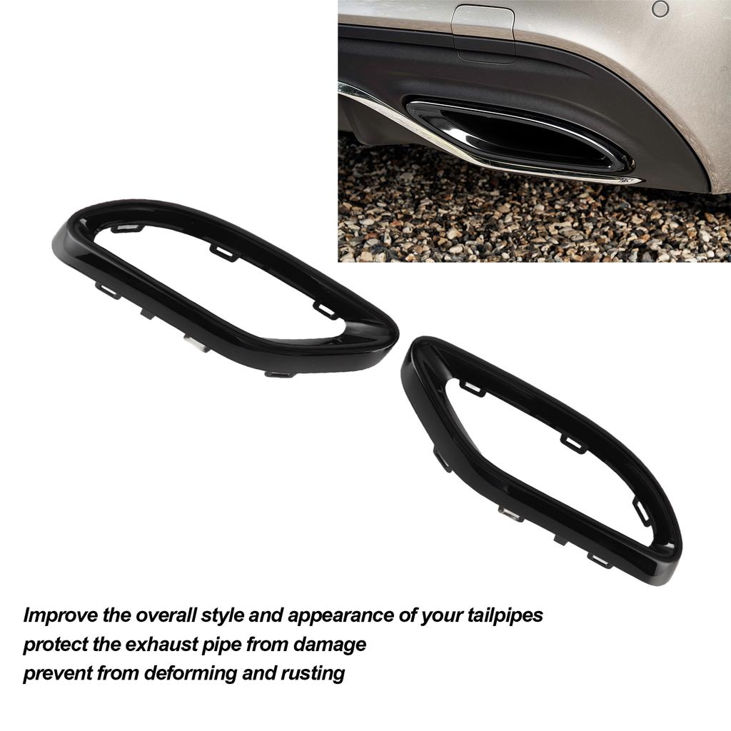 Exhaust Gloss Black Exhaust Tip Cover Trims Replacement for Mercedes‑Benz A B C E GLC CLS‑Class W177 W247 W205 W213 X253 C257