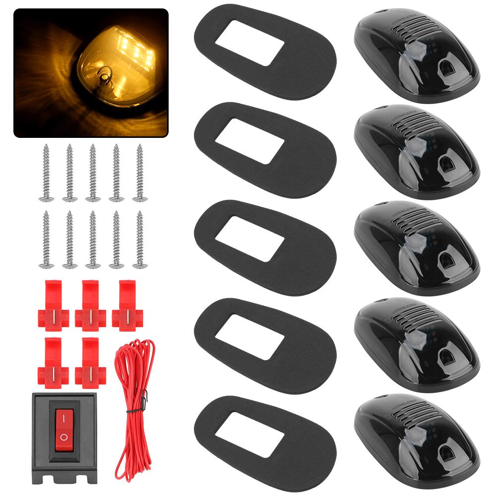 9LED Black Smoked Lens Lamps For Truck SUV DC 12V/24V Car Light Roof Lamps Doom Lights 5pcs Car Cab Roof Marker Lights