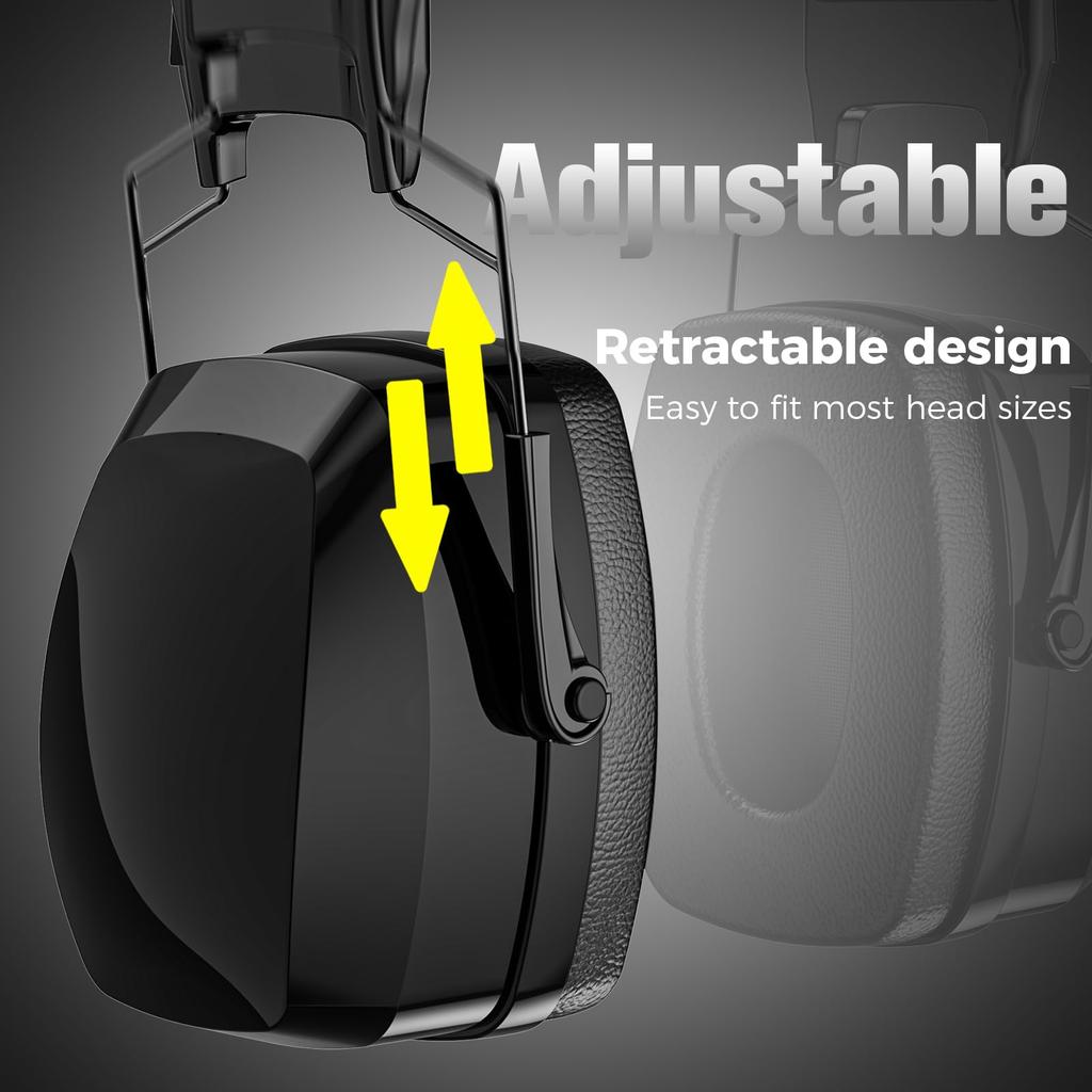 ProCase Adult Noise Cancelling Earmuffs with Adjustable Ear Hearing Protection Noise Reduction 35dB NRR Black Headband, Covers, Headphones, Rate -