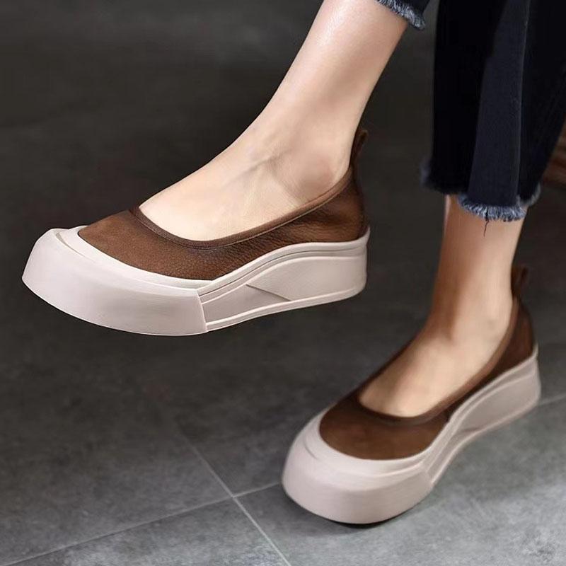 Мокасины женские осенние тонкие туфли новые туфли-лодочки на платформе 4 см модные туфли на толстой подошве на плоской подошве повседневная обувь из мягкой кожи