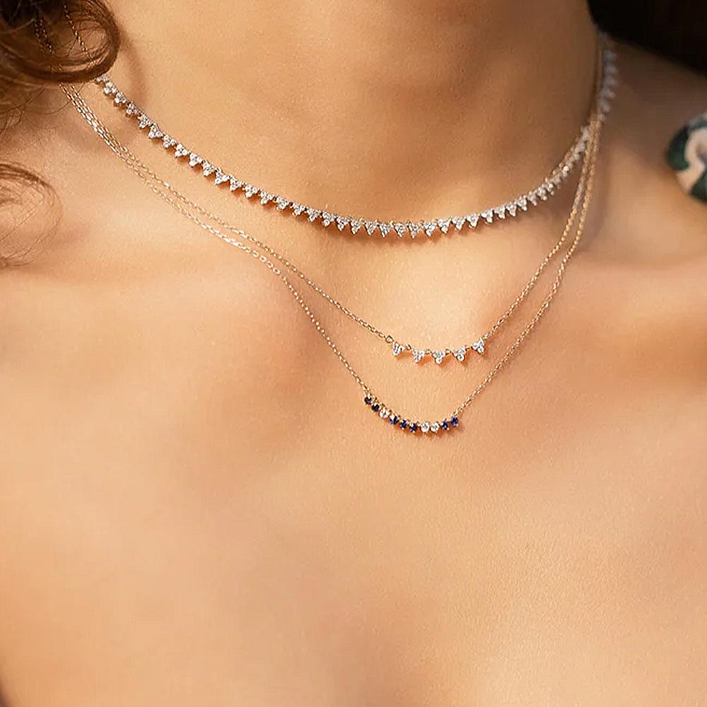 Серебряное ожерелье с подвеской в виде треугольного циркония S925, подвеска в виде ключицы, цепочка на ключицу премиум-класса с бриллиантами в стиле «Темперамент»