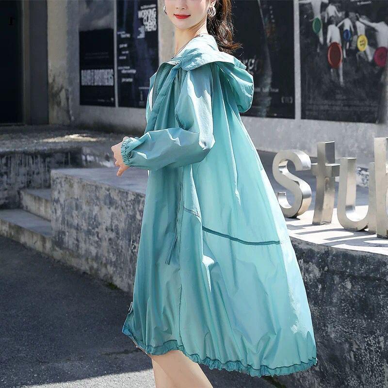 Летнее женское свободное пальто больших размеров и солнцезащитное легкое тонкое длинное пальто