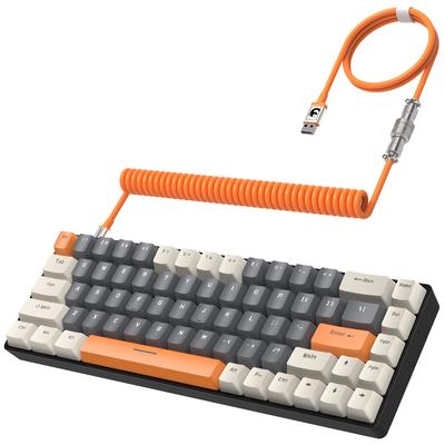 Проводная механическая игровая клавиатура T8 с RGB-подсветкой, TKL, низкий уровень шума, спиральный кабель, кабель Type-C, японская инструкция, коричневые переключатели, 65%, защита от конфликтов клавиш