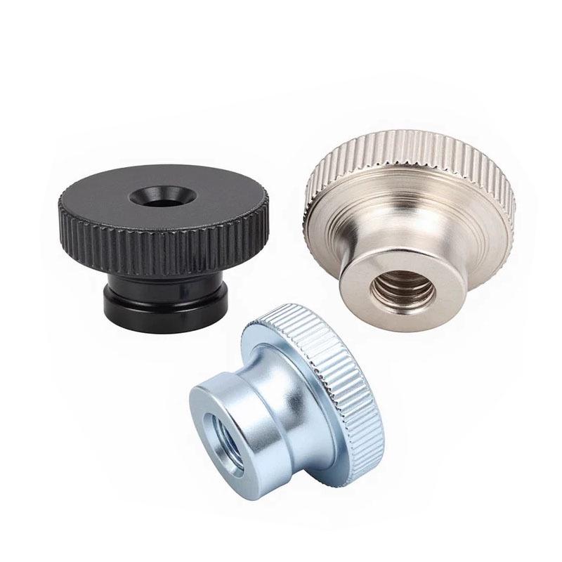GB806 Knurled Hand-Tightened Double-Layer Nut, Black Zinc Galvanized Nickel-Plated.