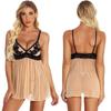 European & American Plus Size Sexy Embroidered Lace Lingerie Nightdress with See-Through Suspenders (S-6XL)