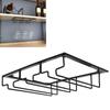 Wine Glass Rack Under Cabinet Stemware Holder Storage Hanger Metal Organizer for Bar Kitchen3 Slot 30x22.5cm Black