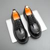 Модная весенняя мода Мужские туфли дерби из крокодиловой кожи Удобная толстая подошва Новые мужские ретро шнуровка Деловые повседневные кожаные туфли