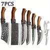 7Pcs Professional Kitchen Chef Knife Set Handmade Forged Cutting Knife Boning Duck Fish Scissors Stainless Steel Chef Knife