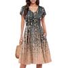 Womens Summer Dress Short Sleeve V Neck Short Dresses Fashion Casual Flowy A Line Swing Sundress With Pocket