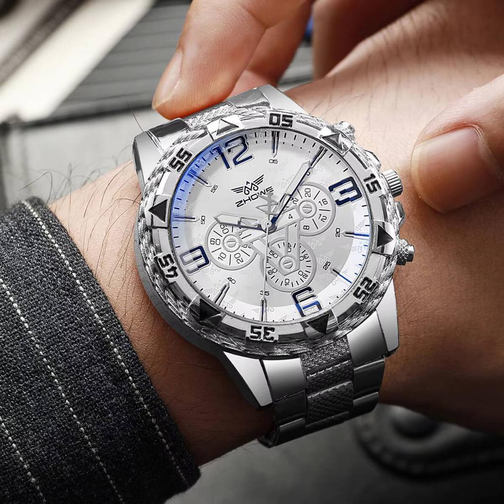 Роскошные мужские деловые часы Модные часы с большим циферблатом Мужские кварцевые часы Reloj Hombre