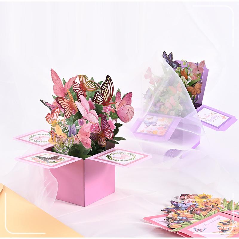 Продвинутая 3D Pop-Up Открытка-Букет Бабочек - Пригласительная Открытка На День Рождения и Свадьбу Домашнее Настольное Украшение Открытка-Благодарность