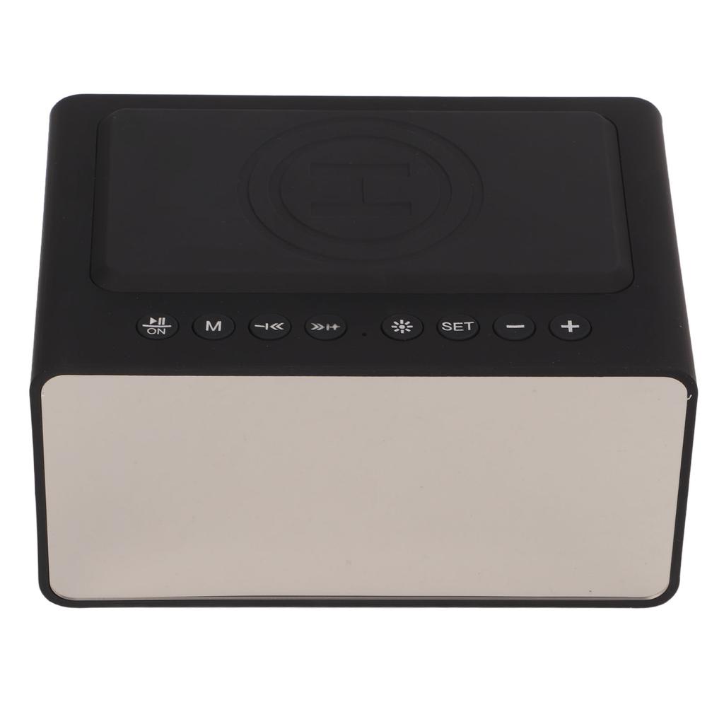 Digital Wireless Alarm Clock Mobile Phone Charging LED Mirror Electronic Memory Card Readable Black