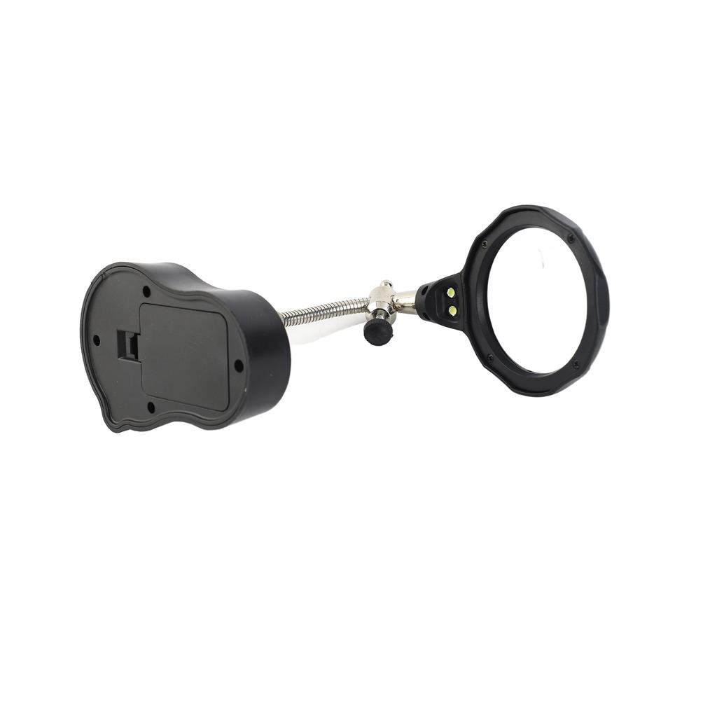 LED Magnifying Magnifier Glass with Light On Stand Clamp Arm for Jewellery Making Black