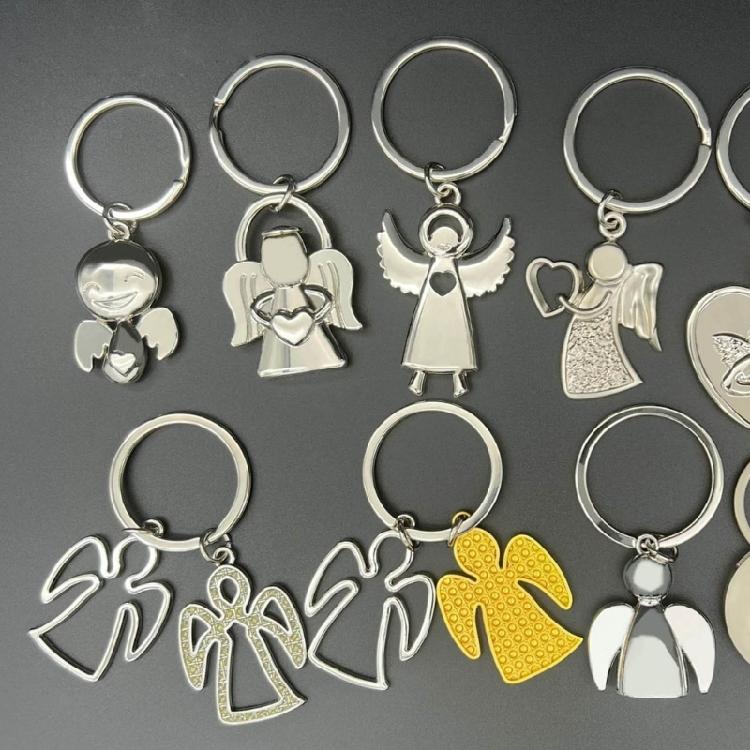 Брелок Ангел-хранитель Серебристый Металлический Подвеска для Ключей Автомобиля Оберег Благословение Ювелирное Изделие
