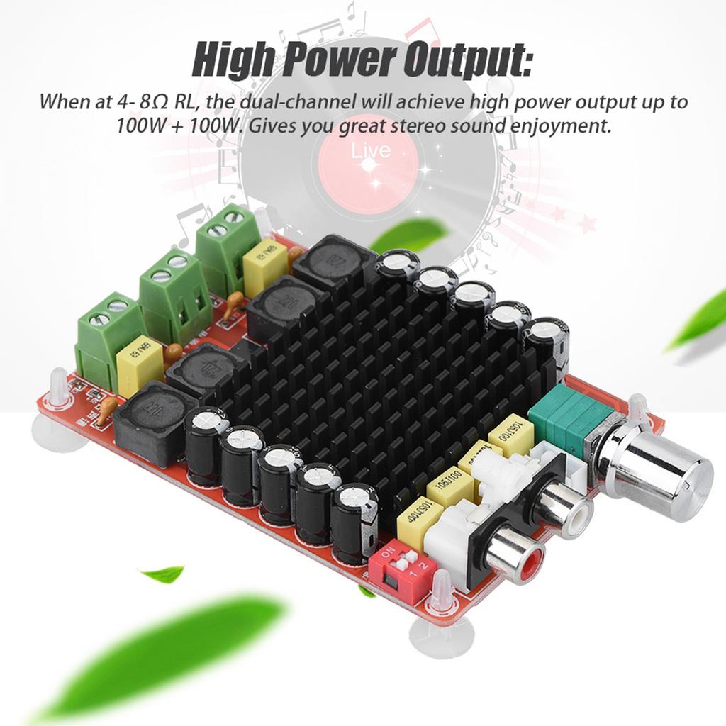 18 100 кГц Сверхмощная цифровая плата усилителя мощности Аудиоусилитель 2x100 Вт