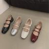 2024 Spring Thick Heel Mary Jane Buckle Leather Shoes, Shallow Mouth, Round Toe Low Top Women's Shoes