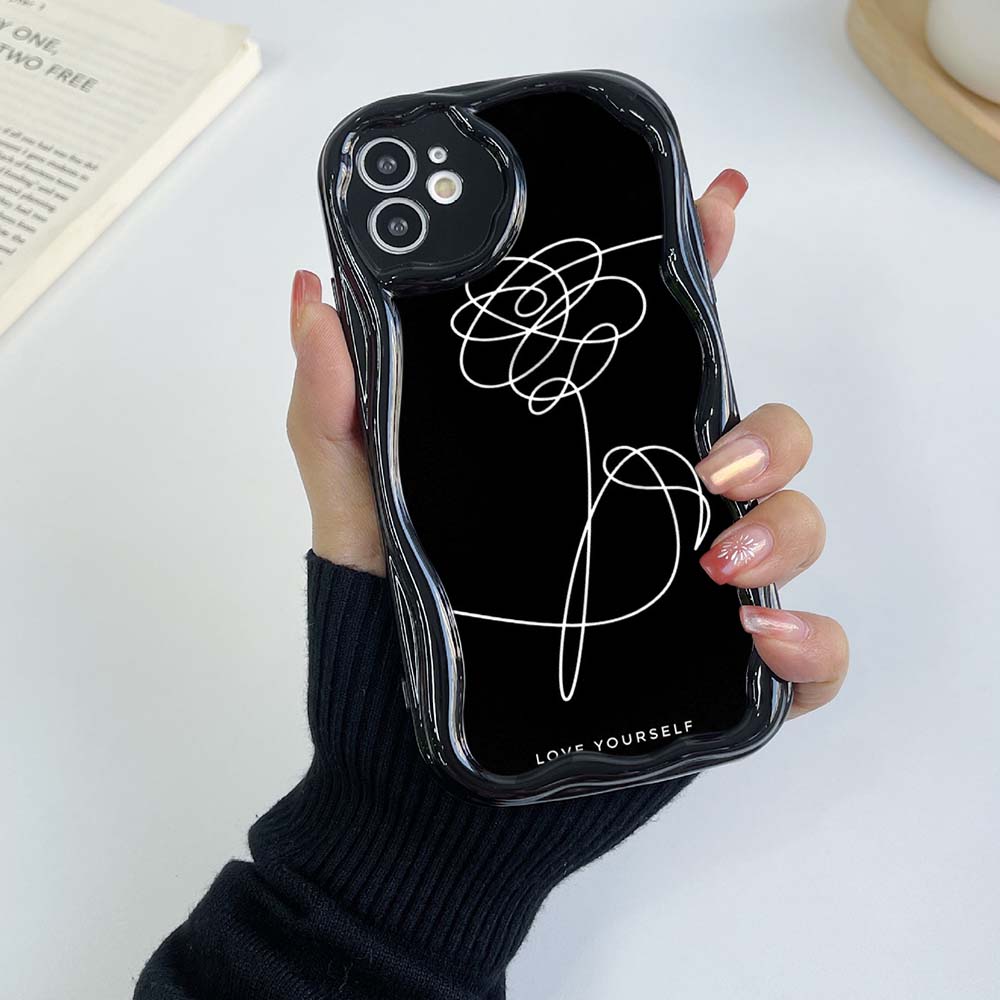 Чехлы для телефонов iPhone 11, 12, 13, 14, 15 Pro Max 7 Infinix Smart 8 Realme C55 C35 OPPO A17 A18 Love Yourself Мягкий чехол с цветочным рисунком, эксклюзивный кремовый узор