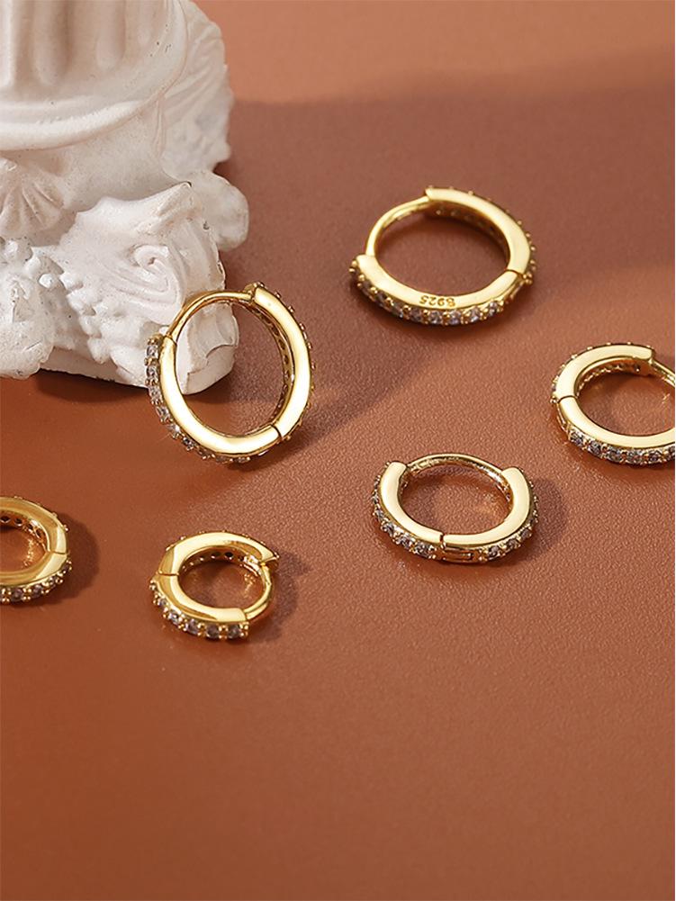 925 Sterling Silver Stud Earrings & Diamond-Set Ear Cuffs: Women's Elegant Hoop Jewelry for Pierced Ears - INS Style