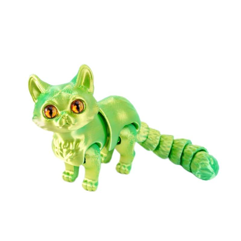 Игрушка-кошка, напечатанная на 3D-принтере, Подвижная кошка с гибкими суставами, Снятие стресса, Настольный питомец, Фиджет-игрушка для игры и демонстрации, Детский подарок