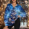 Women's Fashion Casual Long Sleeve Printed Zipper Turtleneck Drop Shoulder Sweatshirt Top
